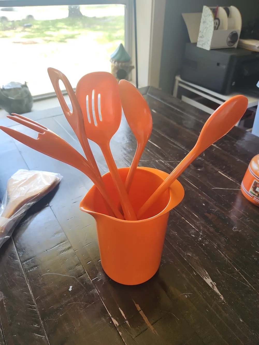 Vtg MCM Rosti Denmark Orange Melamine Pitcher Utensils 2511 Eric Lehmann 1960s